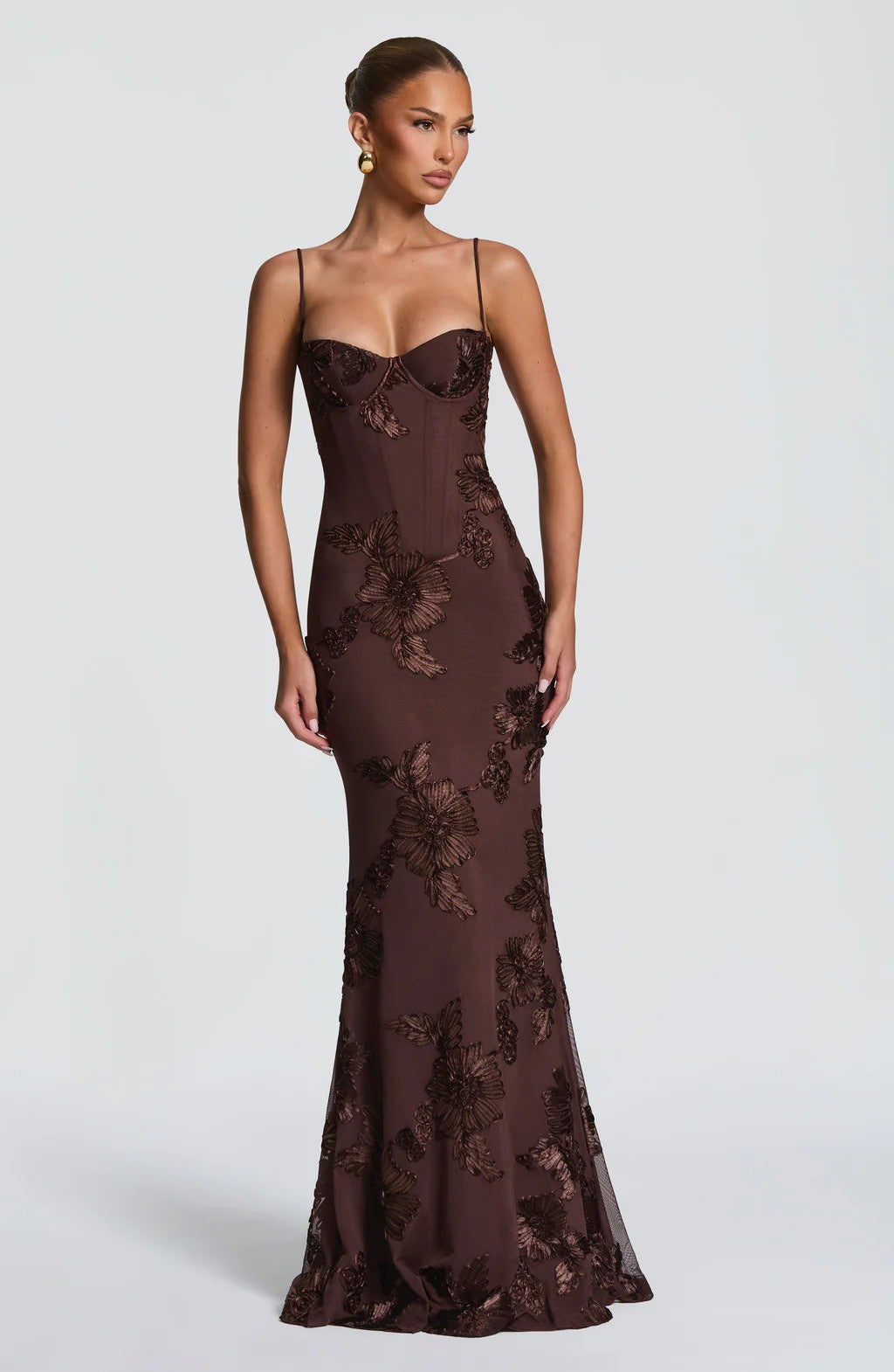 Floral Backless Long Evening Dress