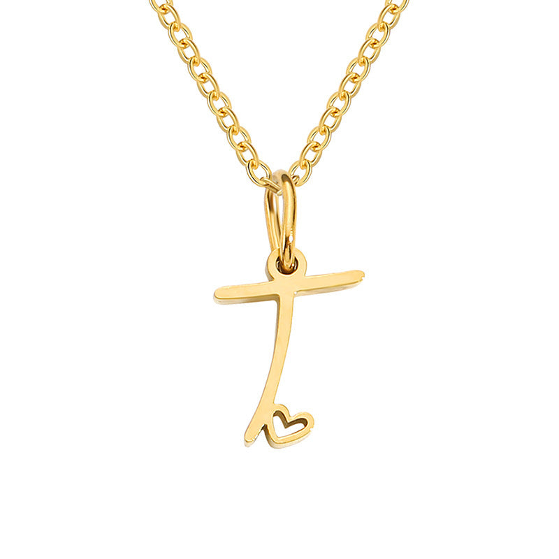 Alphabet Letter Stainless Steel Necklace
