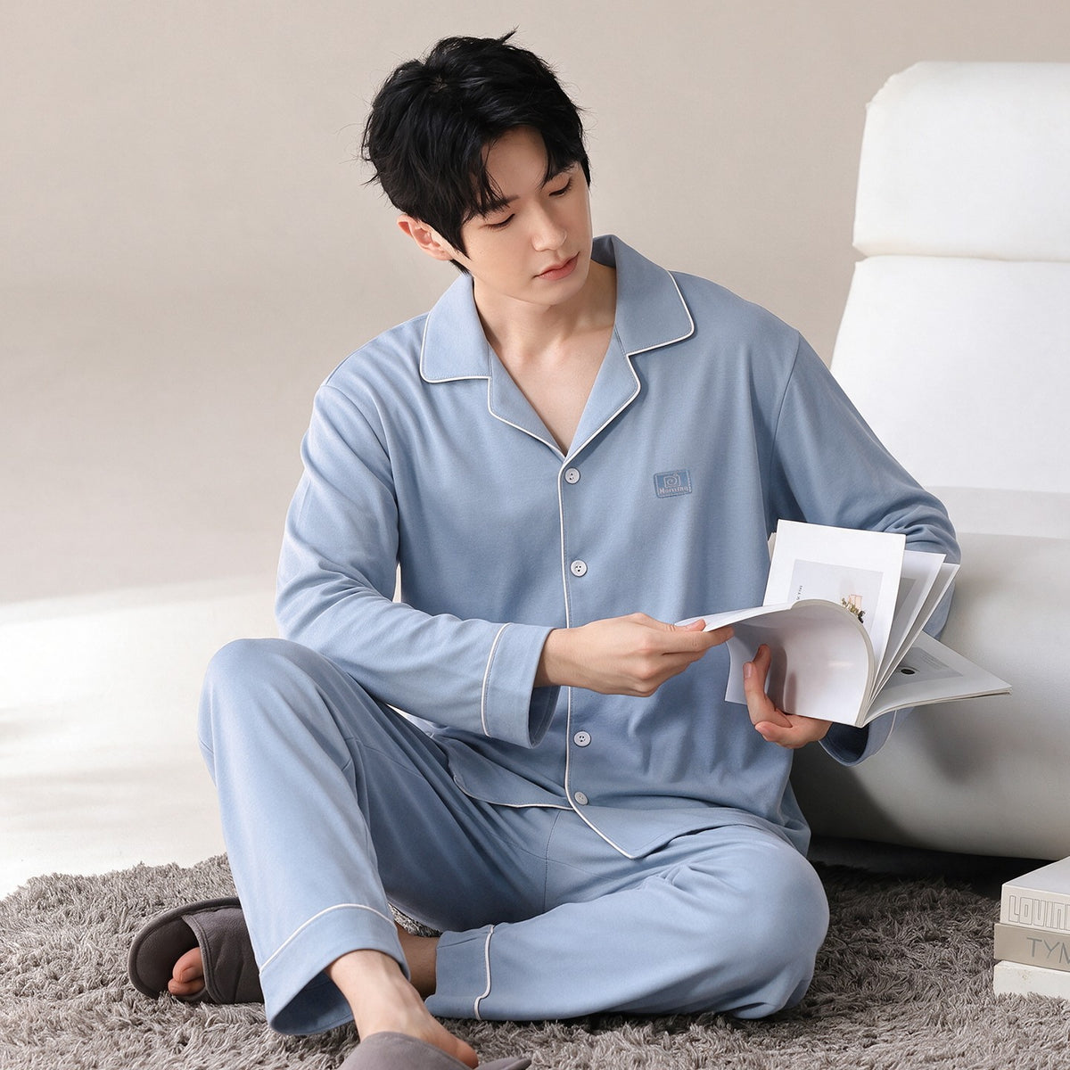 Men's 100% Pure Cotton Long-Sleeve Pajama