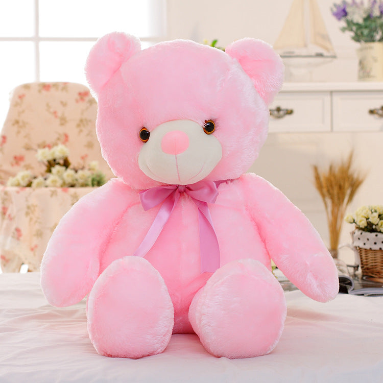 Candy-Colored Luminous Musical Teddy Bear Plush Toy, Soft Huggable Stuffed Animal for Birthday Christmas Gift