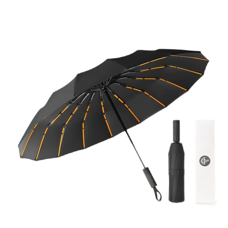 Fully Automatic Vinyl-Coated Tri-Fold Sun and Rain Umbrella