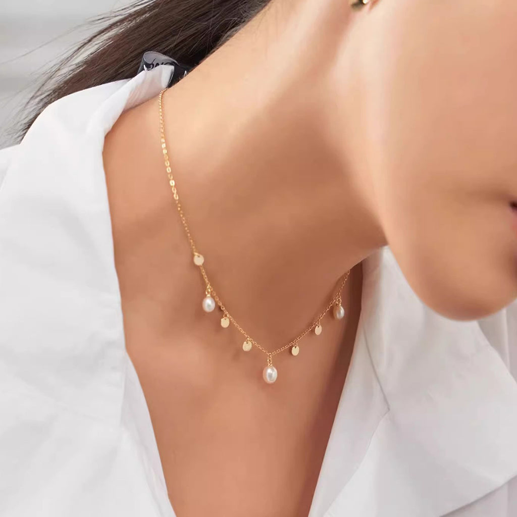 Freshwater Pearl Necklace with 925 Silver Chain