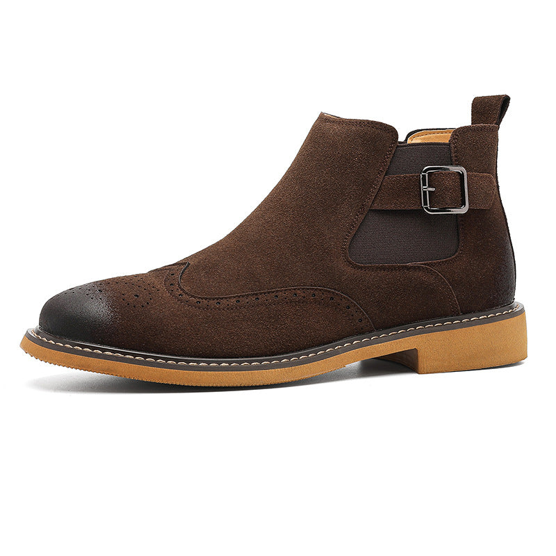 Mens Brogue Chelsea Leather Boots