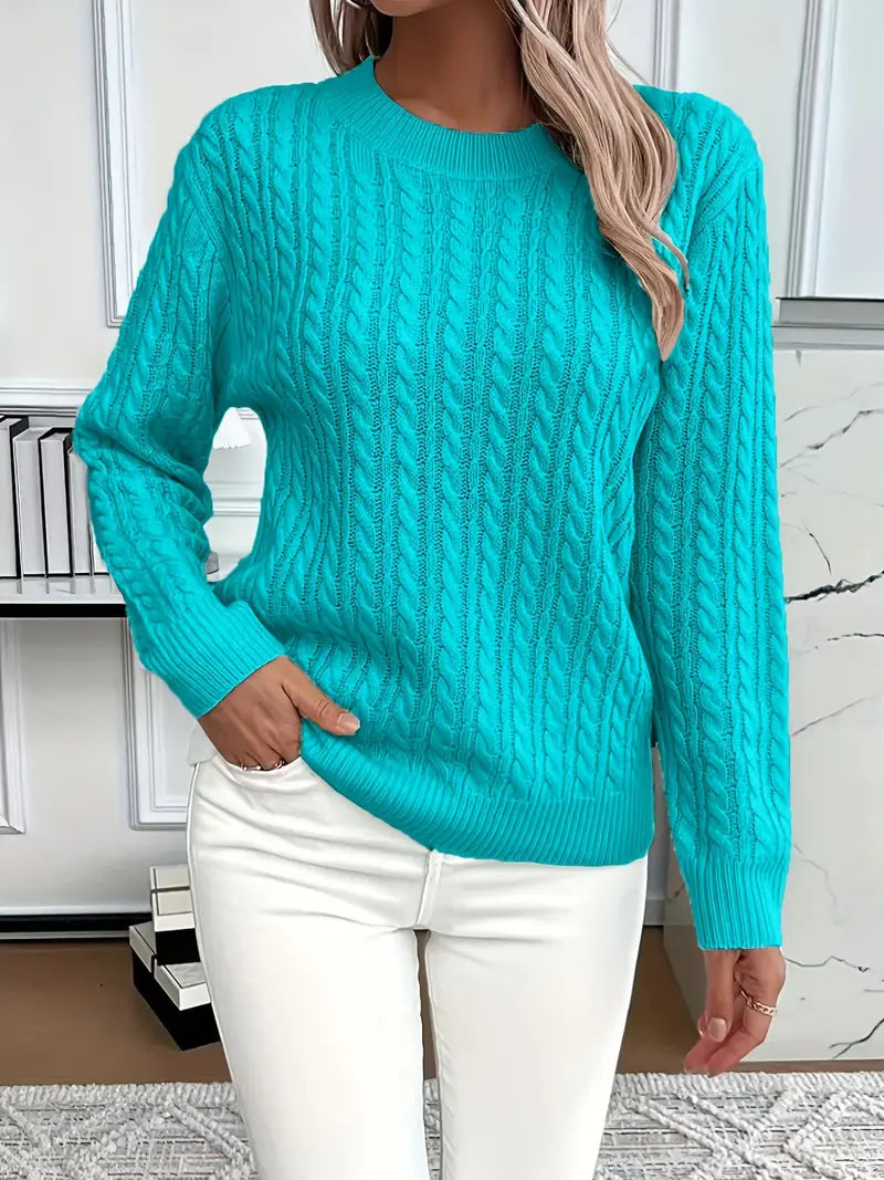 Crew-neck cable-knit sweater
