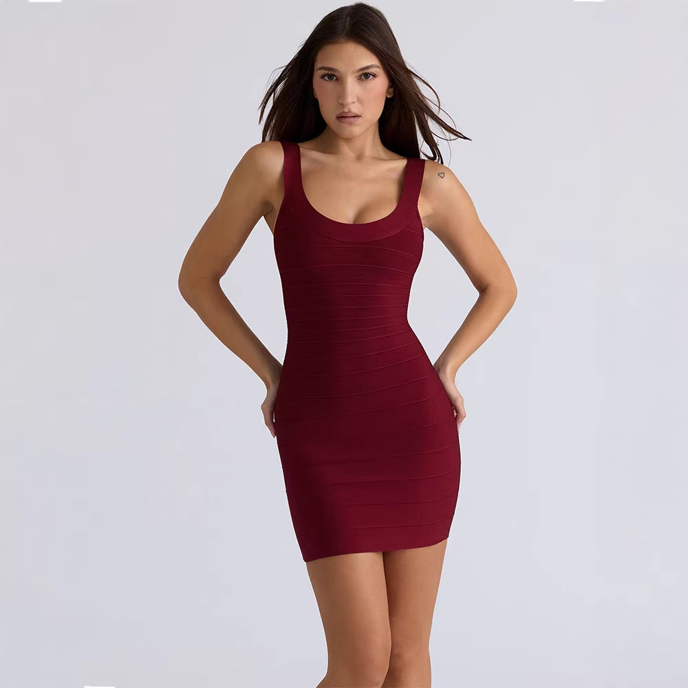 Strapless Stretchy Backless Mini Bandage Dress