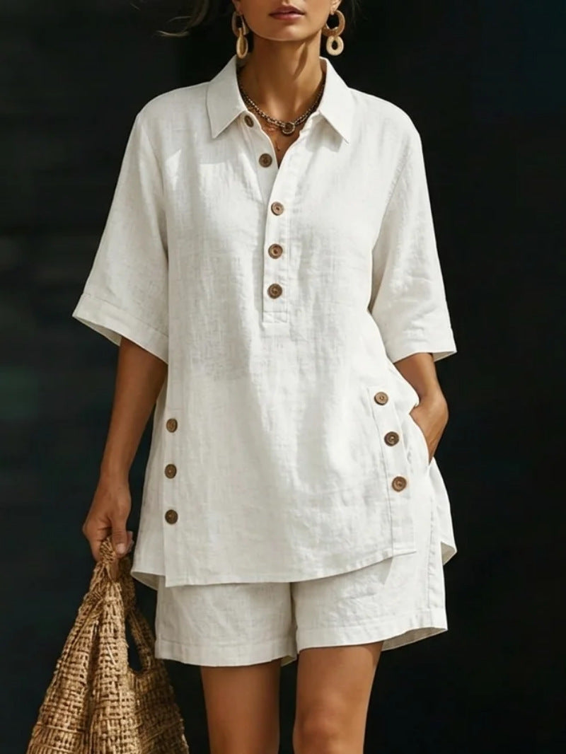 Women's Short Sleeve Shirt and Loose Pants Set
