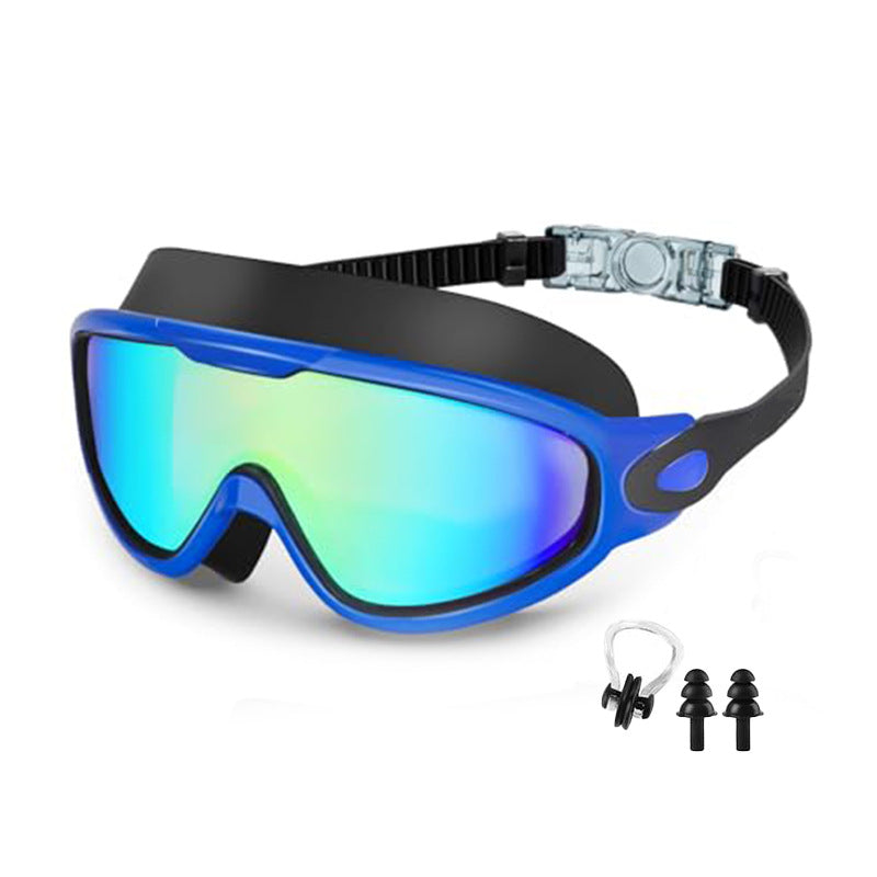 Large Frame Anti-Fog Swimming Goggles with Earplugs