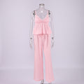 Summer New European and American Style Pure Cotton Pajama Set, Jacquard Camisole and Long Pants Two-Piece Set, Exclusively for Women's Loungewear, Available for Cross-Border Sales