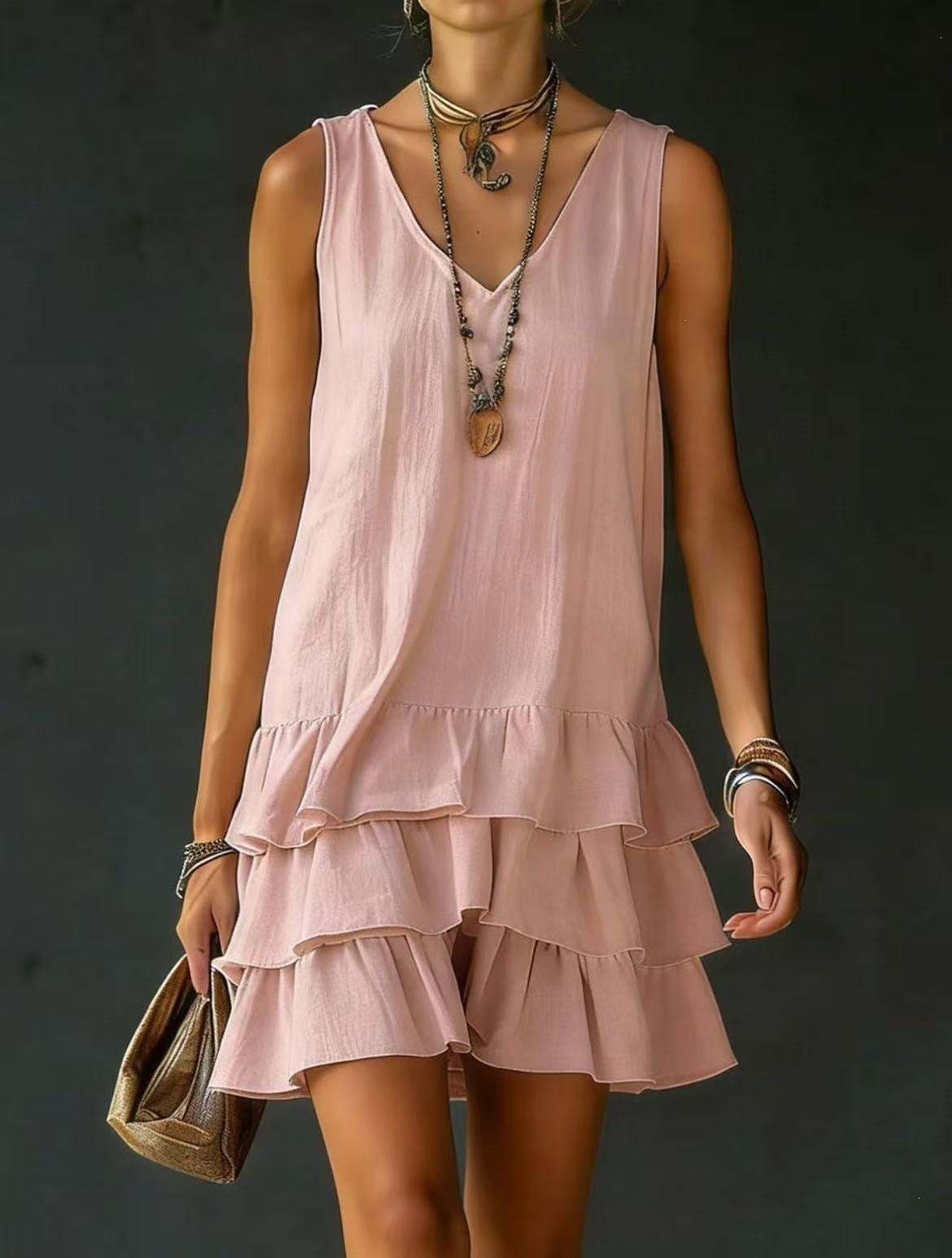 Sleeveless V-Neck A-Line Dress