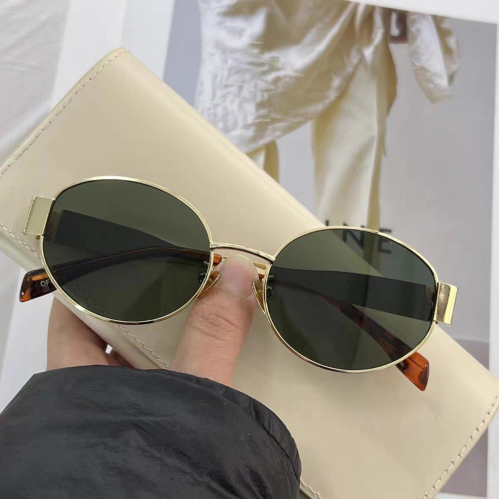 Retro Metal Polarized Sunglasses Oval Frame