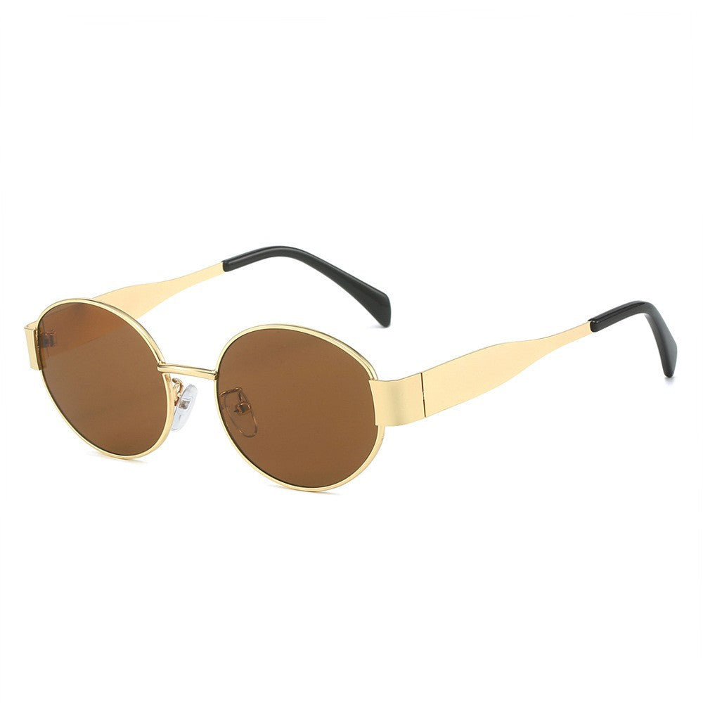 Retro Metal Polarized Sunglasses Oval Frame