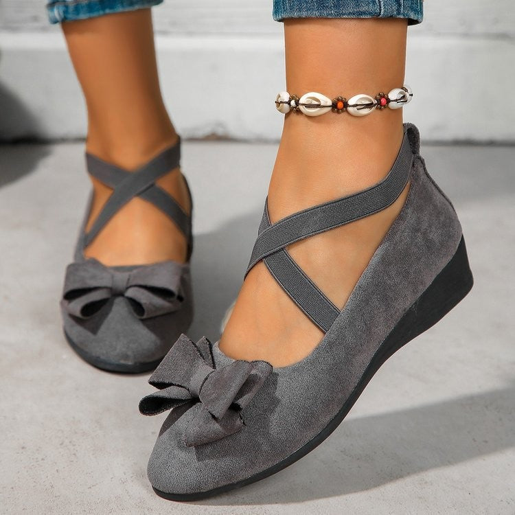 Women's Pointed Toe Suede Wedge Heel Casual Single Shoes