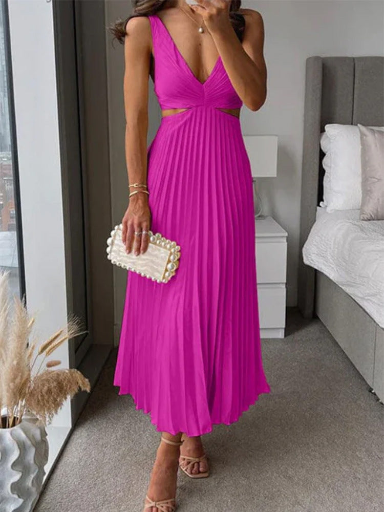 Elegant Pleated Sleeveless Dress