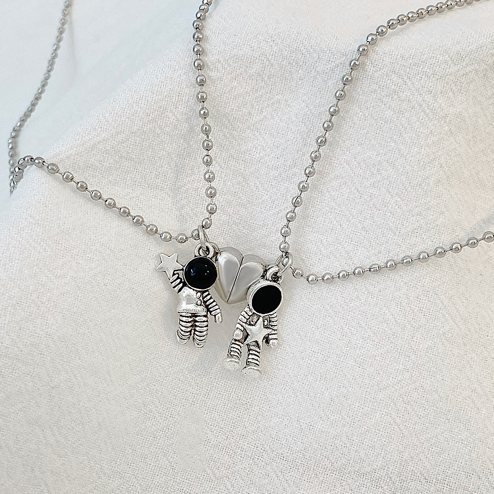 Spaceman Magnetic Couple Necklace Astronaut Clavicle Chain Luminous Jewelry