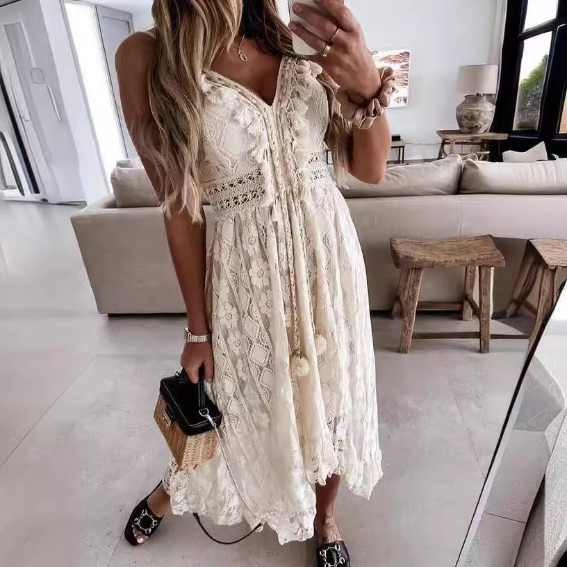 Lace Strap Maxi Dress