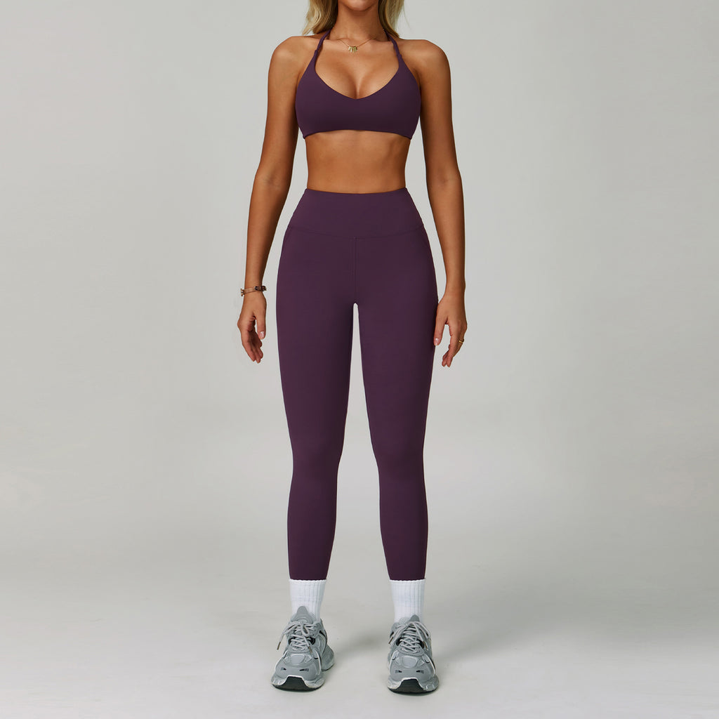 Womens Backless Yoga Fitness Set High-Intensity Sportswear