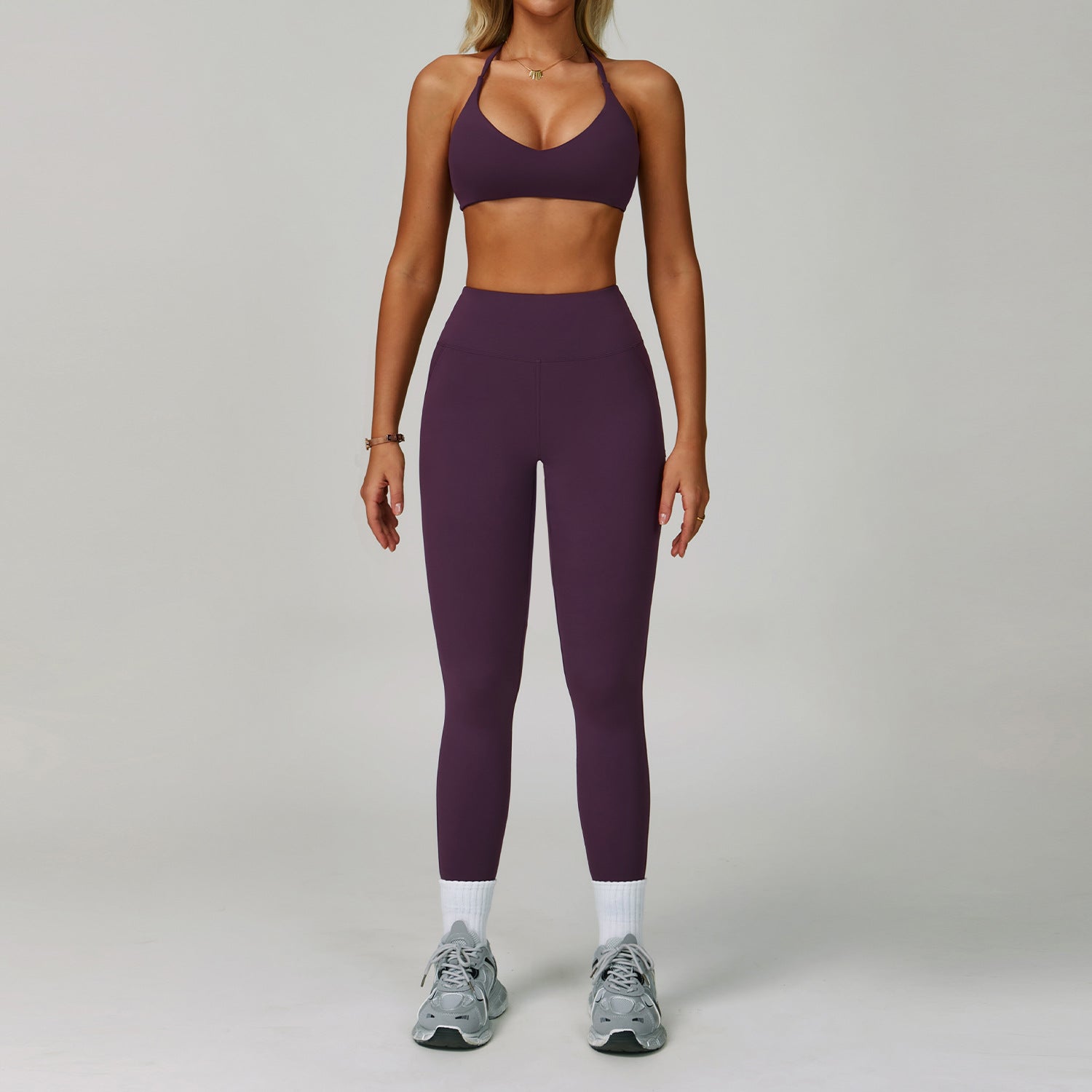 Womens Backless Yoga Fitness Set High-Intensity Sportswear