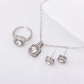 Square Rhinestone Jewelry Set Necklace Ring Earrings