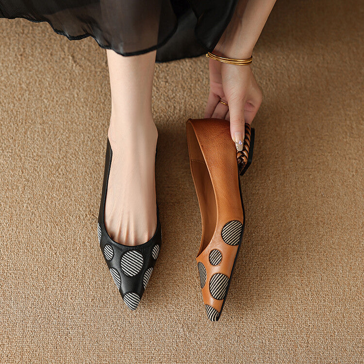 Womens Sheepskin Square Heel Flat Shoes