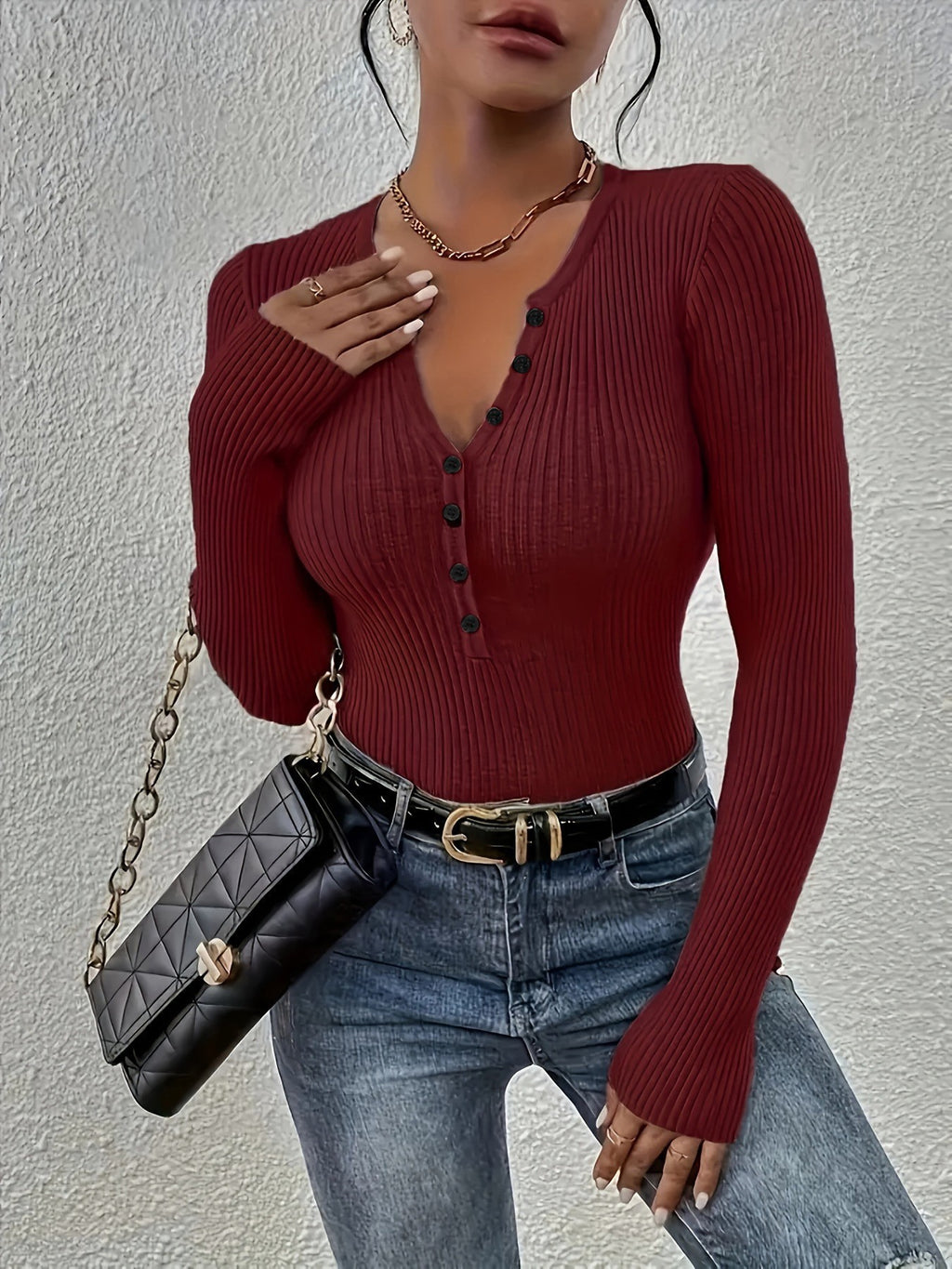 Womens Slim Fit Knit Sweater