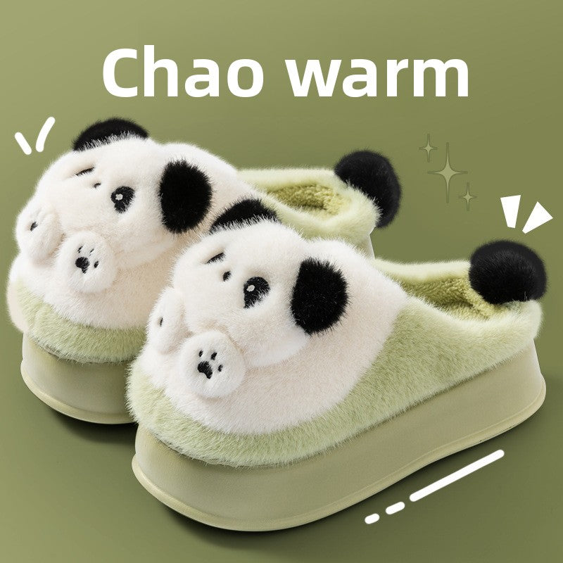 Women's plush panda home slippers