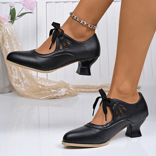 Open-toe high-heeled lace-up women's casual shoes