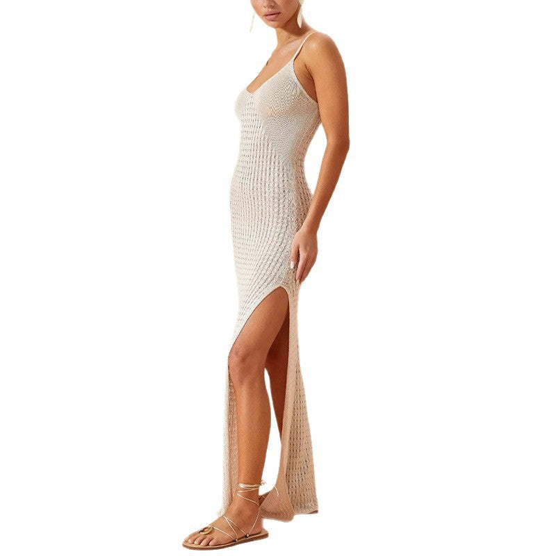 Solid Color Suspender Bodycon Dress