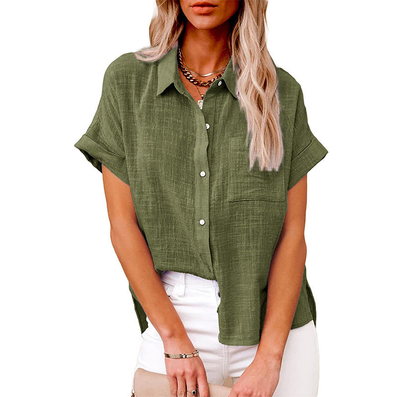Womens Chiffon Short Sleeve Shirt