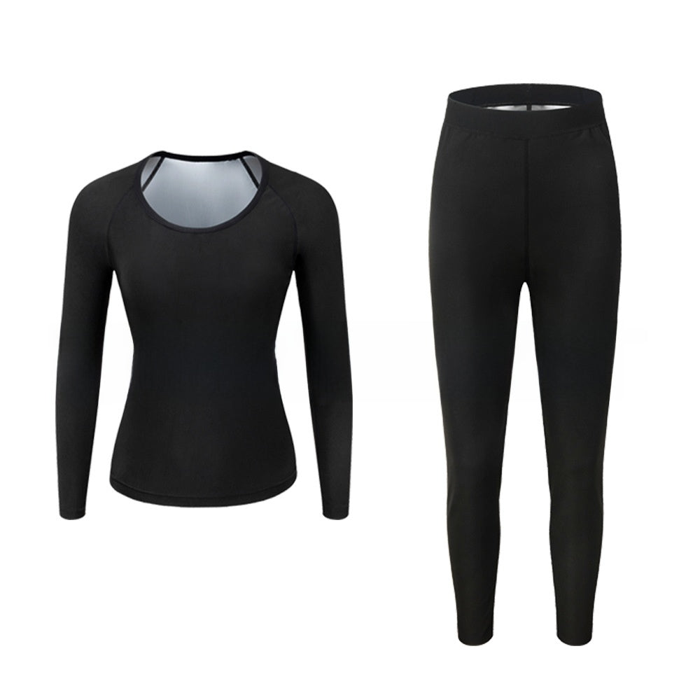 Women's Metallic Shapewear Sauna Suit Sports Training Long Sleeve Set