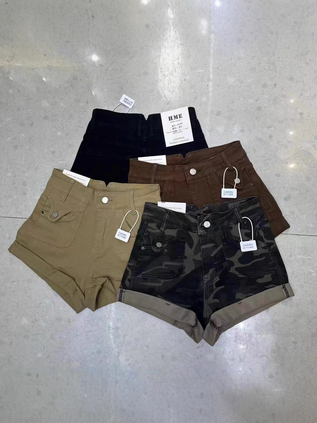 Womens Camouflage Denim Shorts