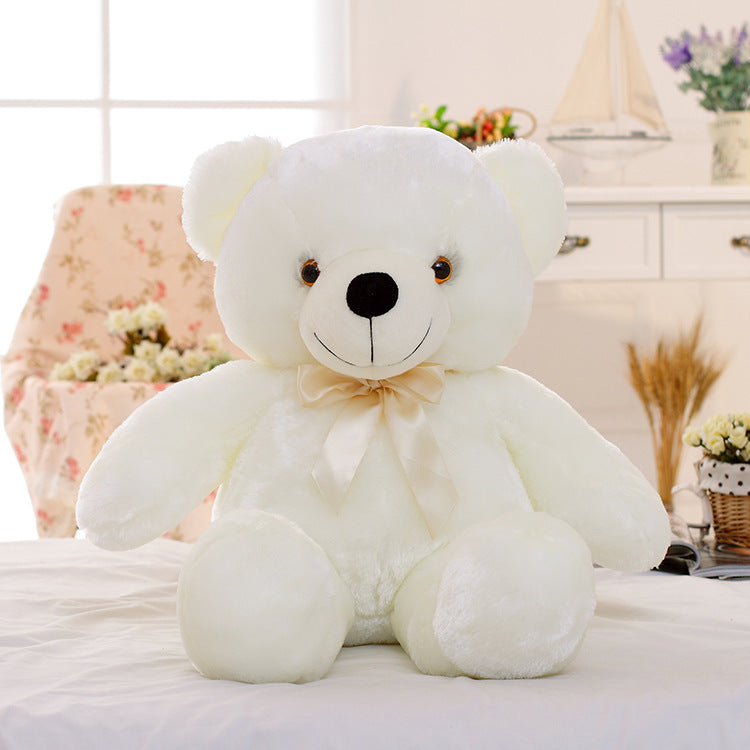 Candy-Colored Luminous Musical Teddy Bear Plush Toy, Soft Huggable Stuffed Animal for Birthday Christmas Gift