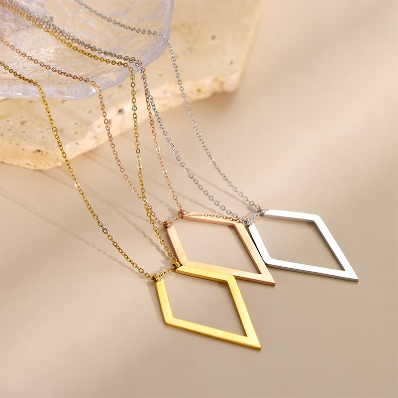 Geometric Ring Holder Necklace Titanium Steel Gold Plated