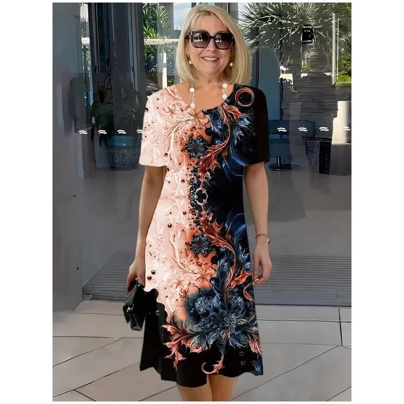 Women 3D Digital Printed Floral Dress