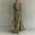 Womens Collared Shirt Dress with Belt