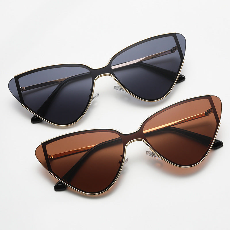Large Frame Metal Cat Eye Retro Sunglasses