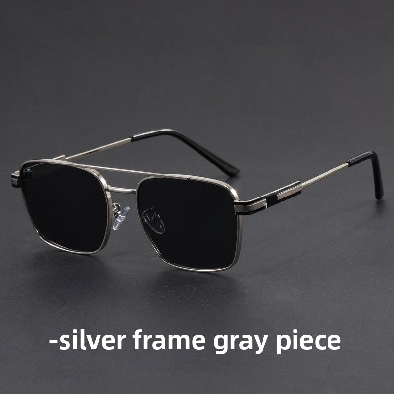Retro Square Frame Metal Sunglasses