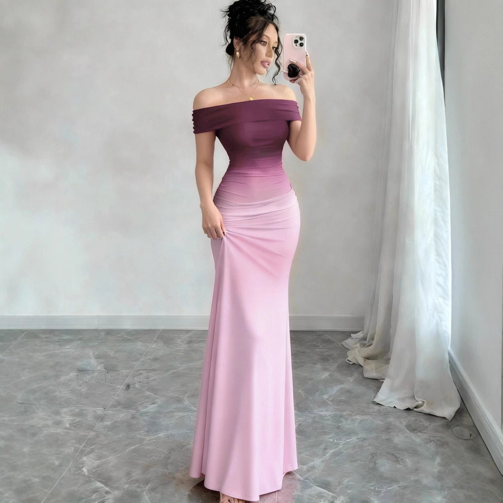 Gradient Sleeveless Bodycon Long Dress