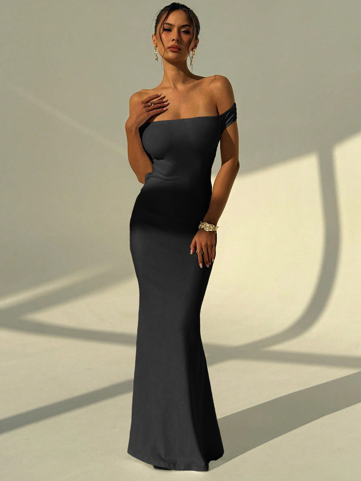 Sleeveless One-Shoulder Backless Slim Fit Long Dress