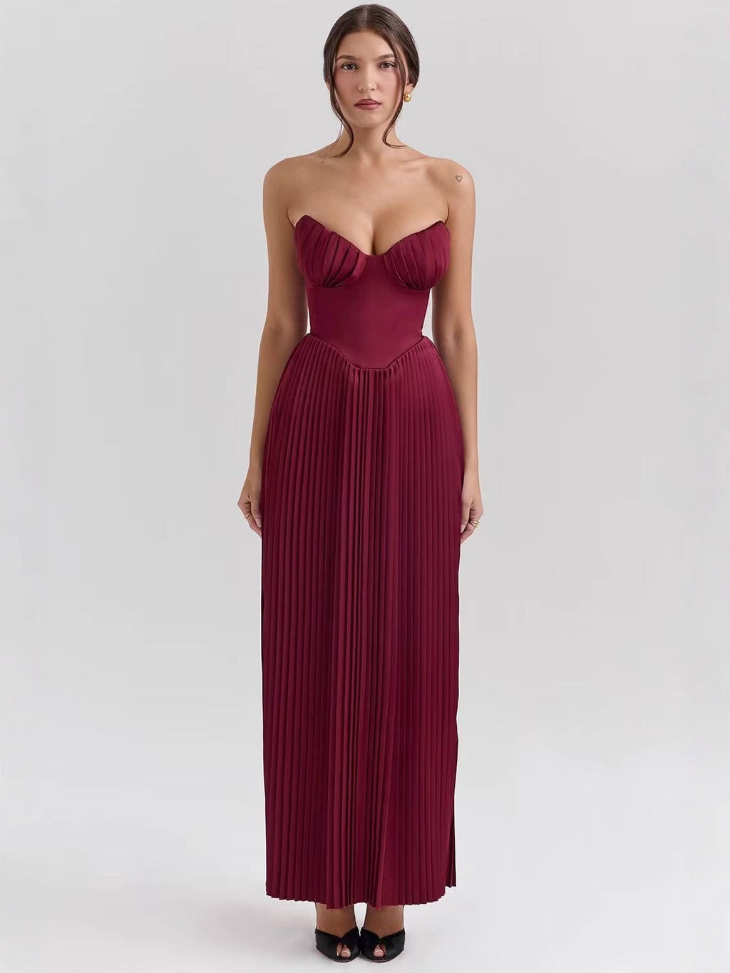 Off-Shoulder Backless Ruched High-Waist Long Dress