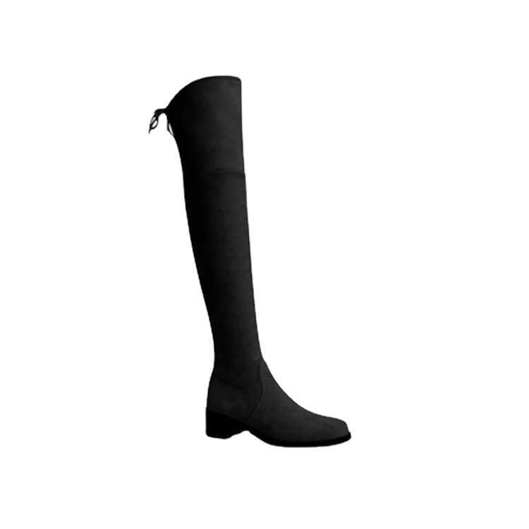 Womens Over Knee Suede Boots Elastic Thick Heel