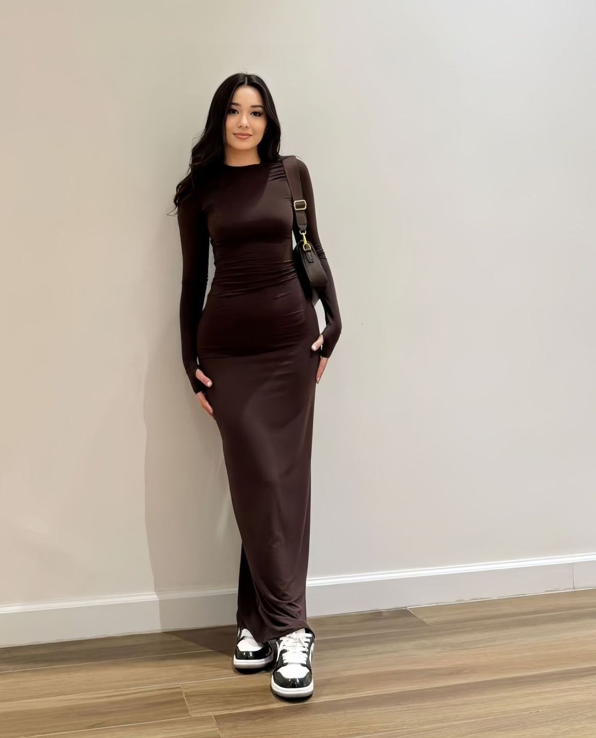 Solid Color Long Sleeve Slim Fit Dress