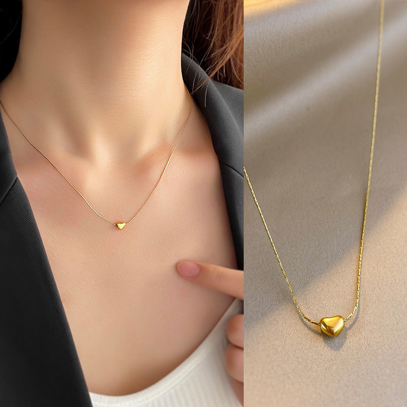 Titanium Steel Heart-Shaped Necklace for Women Fashion Heart Pendant Necklace