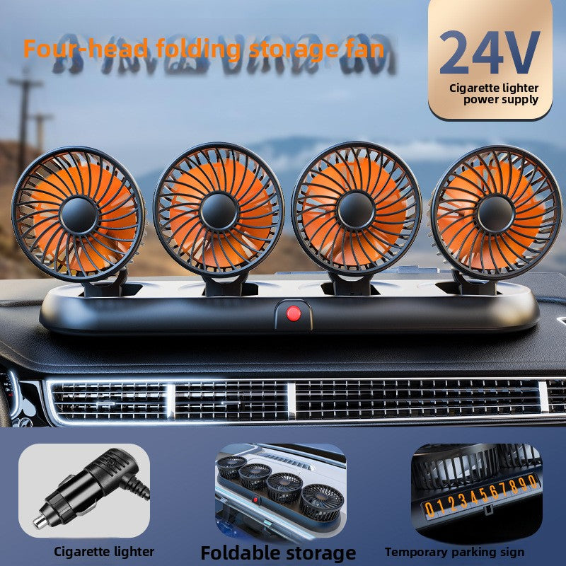 Multi-Head USB Car Fan with Dual Voltage Support