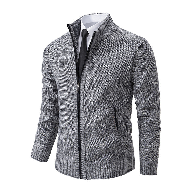 Plus Size Men Stand Collar Casual Cardigan Jacket