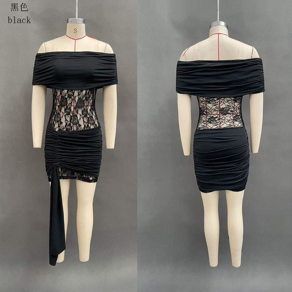 Elastic Pleated Mesh Tube Dress