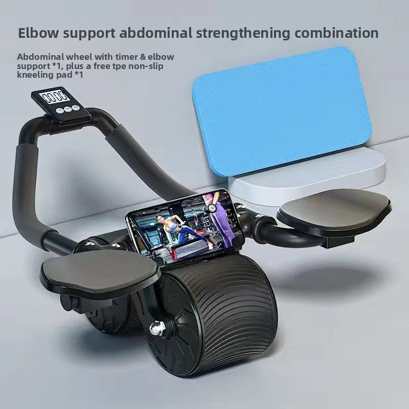 Ab wheel with automatic rebound