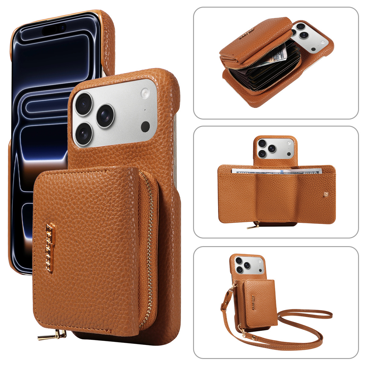 Litchi Pattern Mobile Phone Case Suitable for Apple iPhone 17