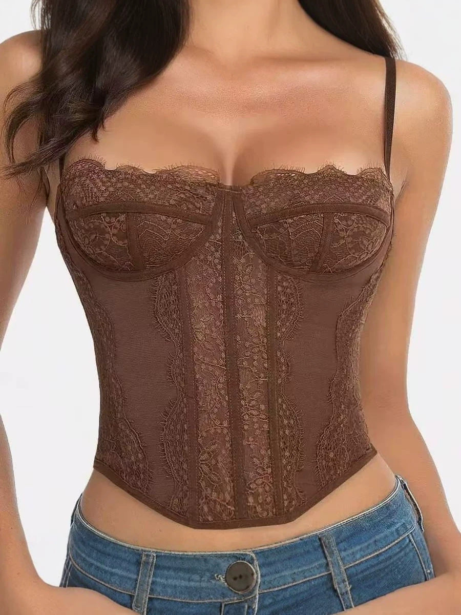 Women's Lace Mesh Camisole Top Slim Fit Streetwear