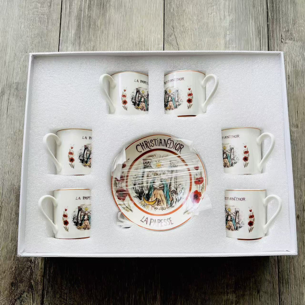 European Retro Ceramic Coffee Cup and Saucer Set