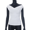 Solid-color collarless sleeveless off-the-shoulder top